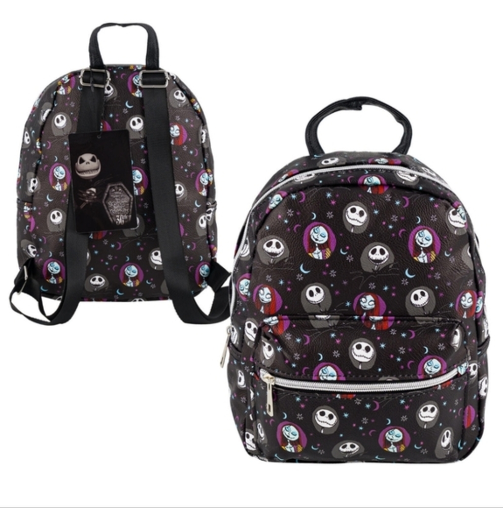 Nightmare Before Christmas Sally &‎ Jack Skeleton All Over Print Backpack Purse